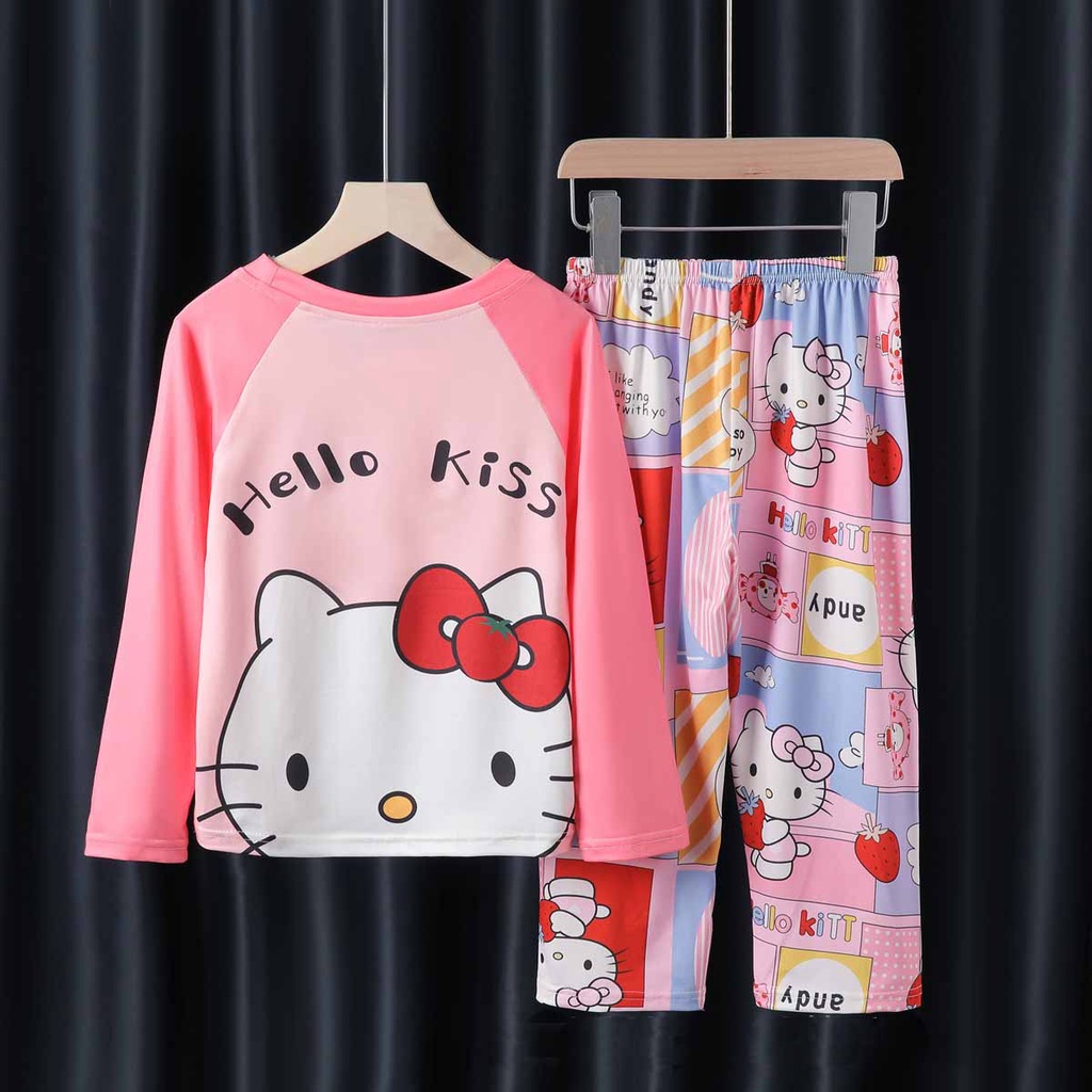 【Happy Baby】3-11Tahun Piyama Setelan Baju Tidur Anak Perempuan Cewek Karakter Lengan Panjang Celana Panjang S-03