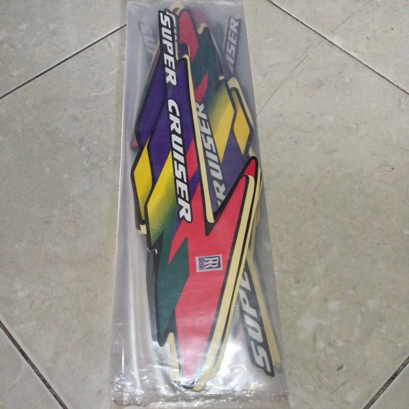striping stiker les body Tiger lawas hitam merah