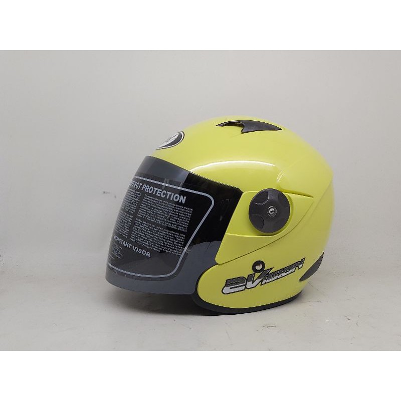 Helm Kyt 2 Vision Kuning Lemon Paket Ganteng-Helm&kaca silver