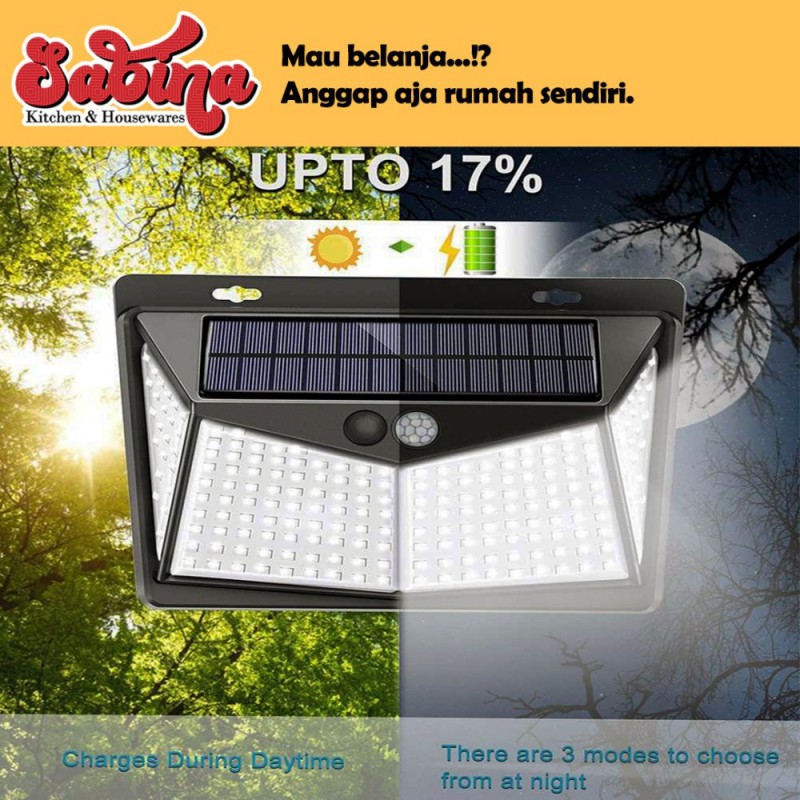 Lampu Solar Panel 208 LED Dinding Jalan Outdoor Sensor Waterproof