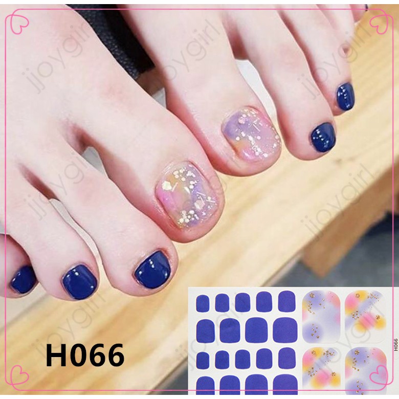 H Stiker kaki kuku 3D Kartun Motif Stiker Kuku Gambar Hiasan kuku Glitter Toenail Sticker 22PCS