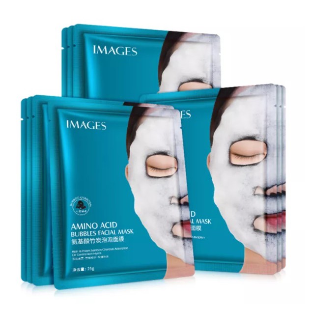 5 Pcs Images Masker Wajah Gelembung Amino Oksigen / Masker Wajah Pemutih dan Glowing Images / Masker Wajah Viral Anti Komedo Sheet Mask Masker Images Amino Acid Buble Skincare Alami Pelengkap Make Up - Masker Wajah Organik Korea Anti Komedo Jerawat