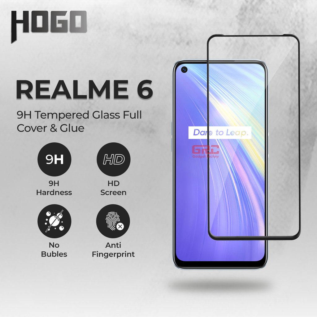 Tempered Glass Realme 6 HOGO Full Cover Anti Gores Kaca