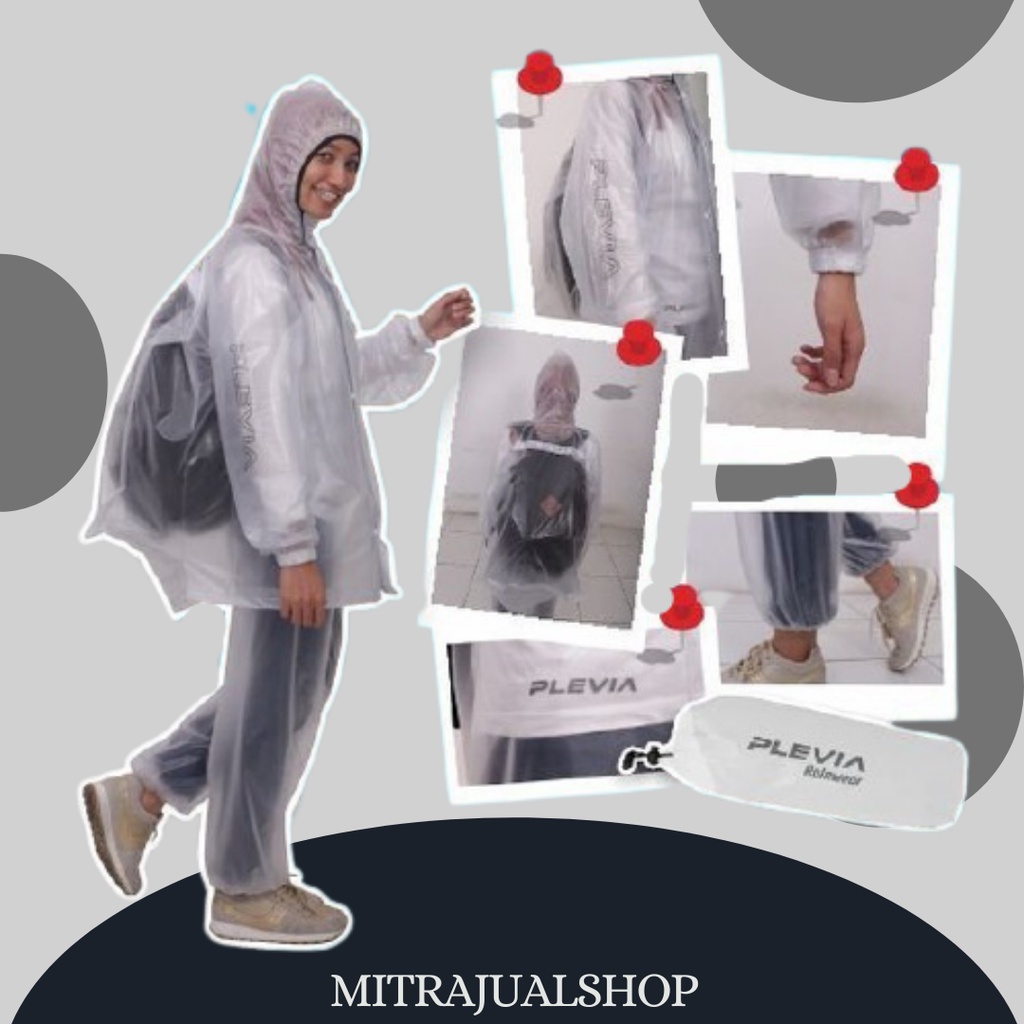 jas ujan transparan Setelan Sauna Suit Transparan Jas hujan setelan jaket celana Transparan putih be