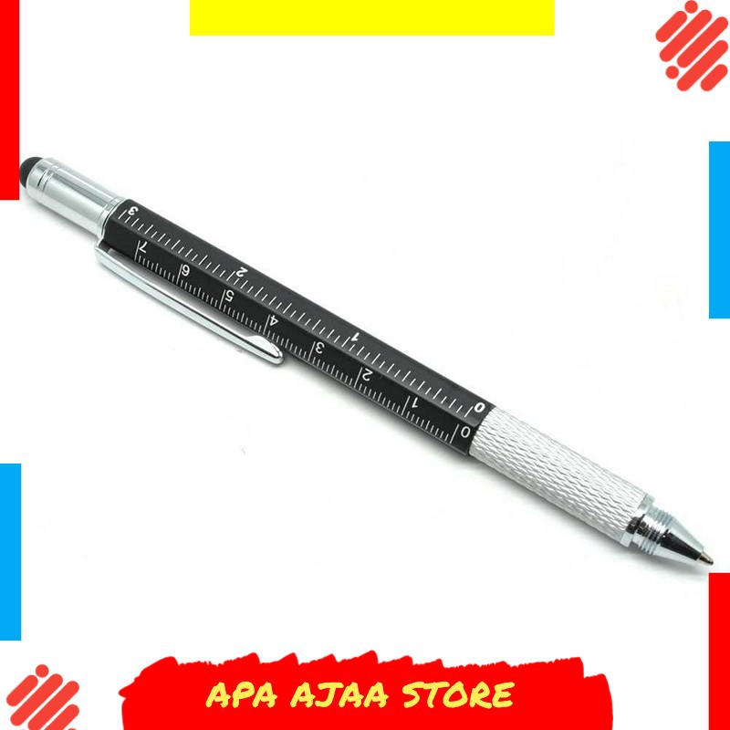 Terbaru ! Pena Multifungsi Metal Stylus + Penggaris + Level + Obeng - MYC65