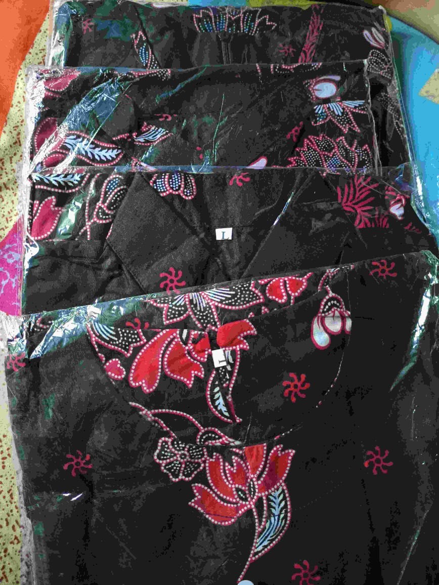 Batik Couple Keluarga Sania Ruffle Ori Ndoro Jowi Dnt Motif Sakura Merah