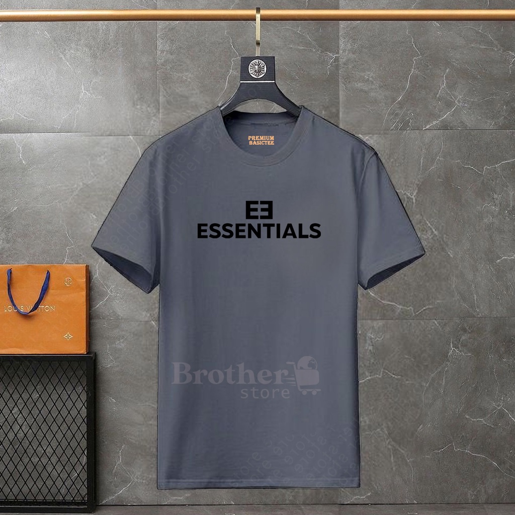 BROTHERSTORE Kaos Distro Pria ESSENTIALS3 Text Hitam Premium