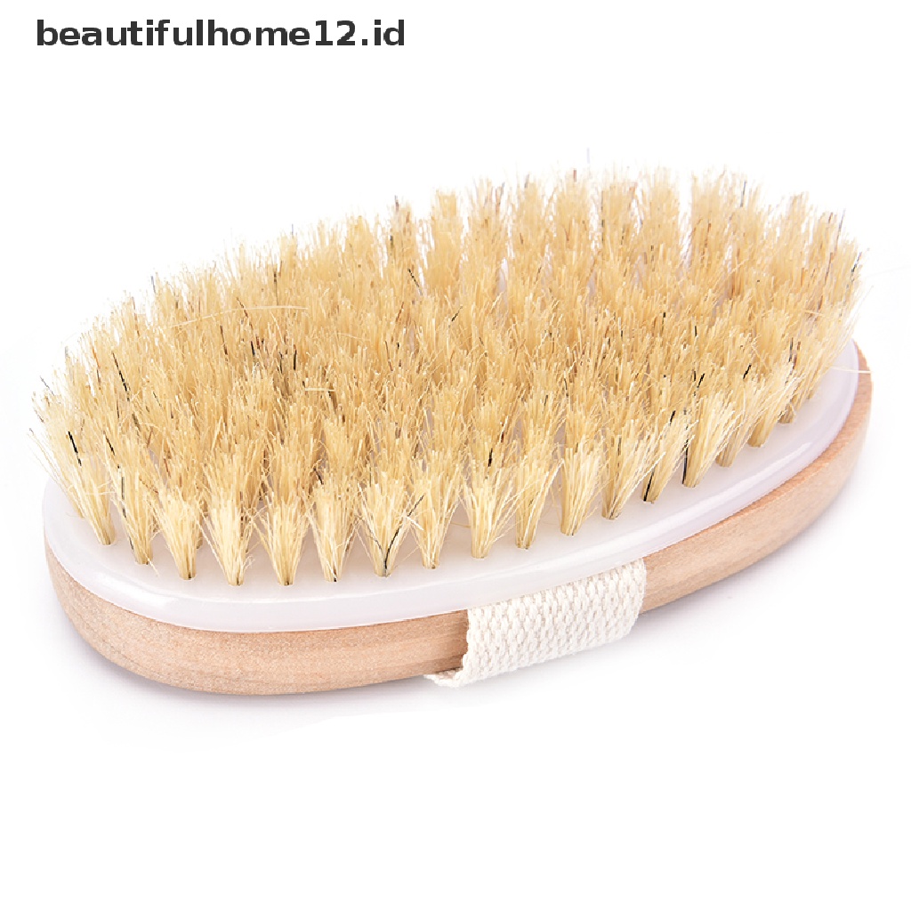 【beautifulhome12.id】 New 1pc dry skin body natural bristle brush soft spa brush bath massager home .