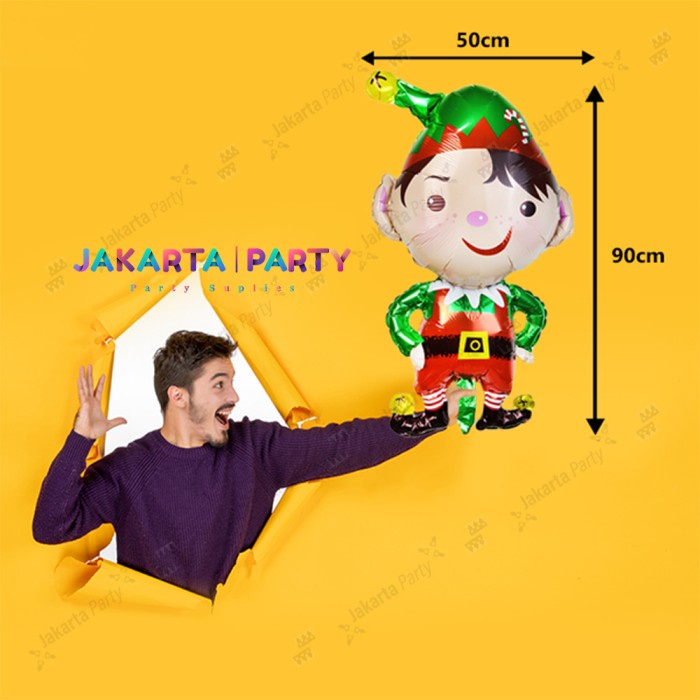 Balon Foil Natal / Balon Merry Christmas / Balon Foil Kurcaci Jumbo