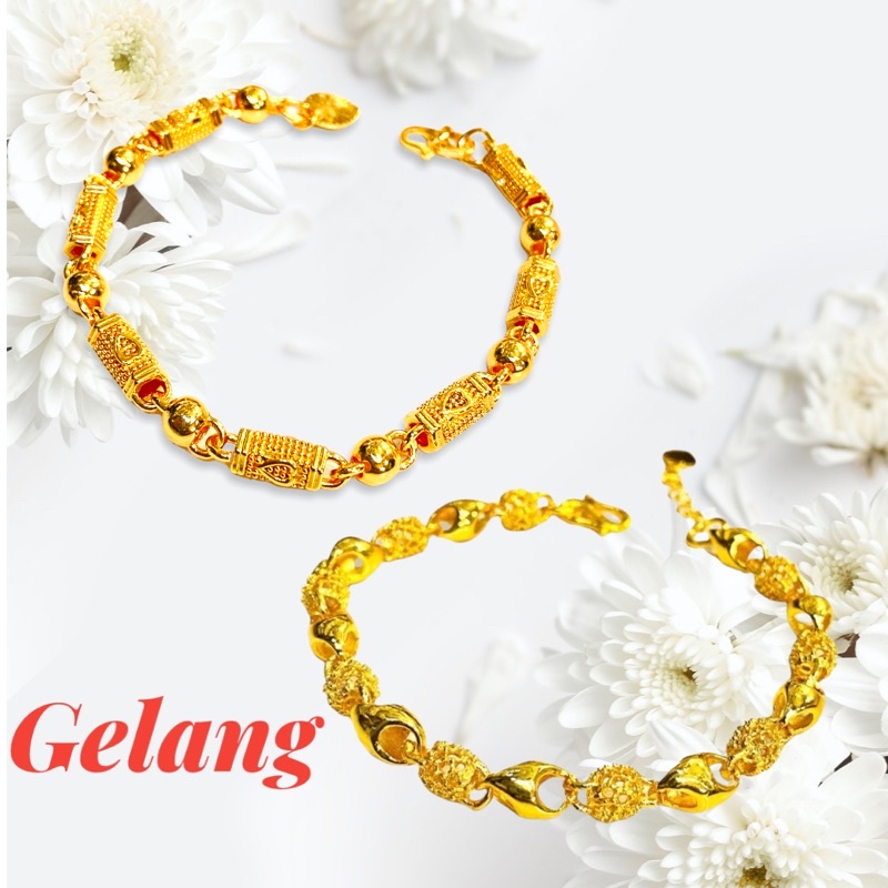 gelang tangan wanita warna 24 karat//gelang wanita//perhiasan lapis emas