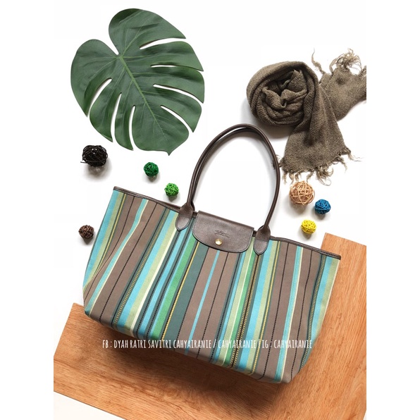 LC Harmonie Stripe Cabas Long Handle Preloved