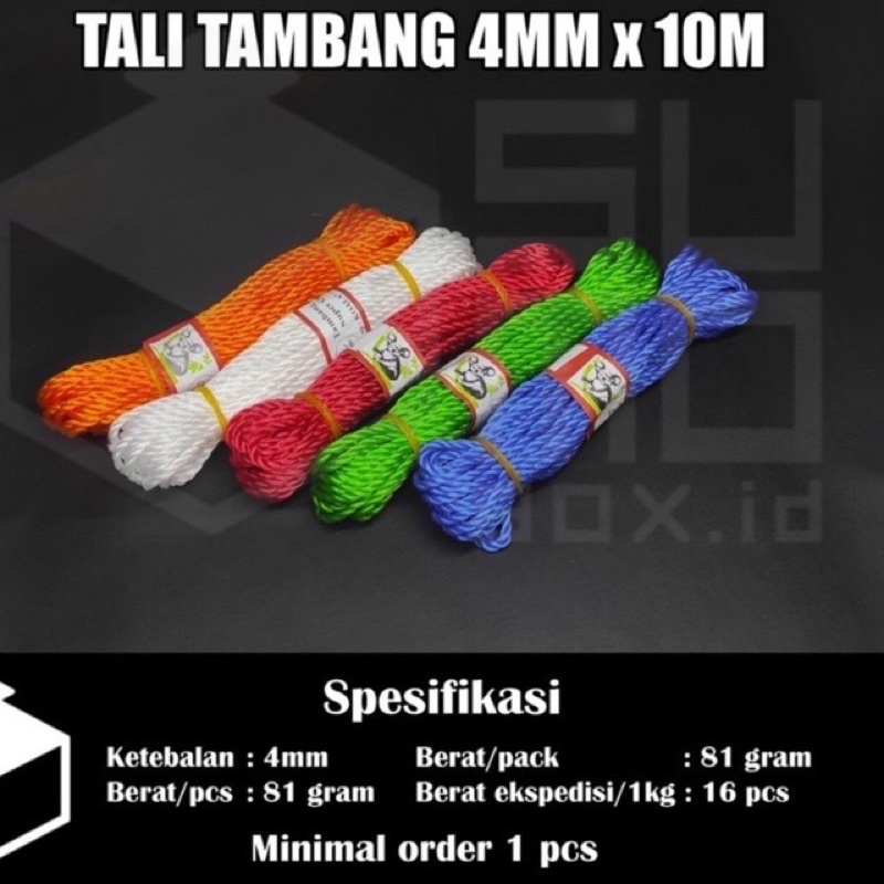 

Tali tambang plastik 4mm panjang 10 meter kuat kualitas super / tali tambang plastik 10mm / tali tambang / tali serbaguna 4mm