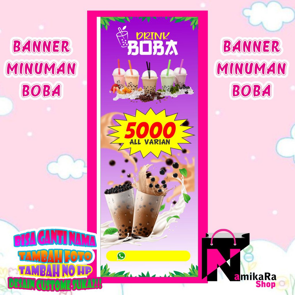 Jual Banner Spanduk Backdrop Minuman Boba Ungu Banner Minuman Boba My Xxx Hot Girl 7190