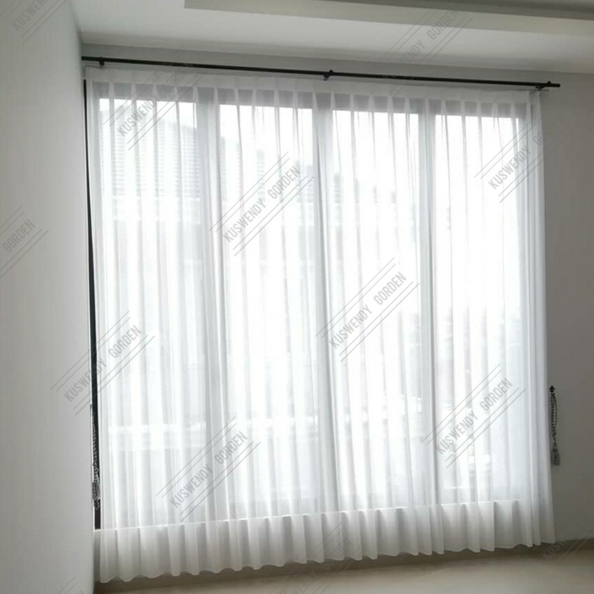 Gorden Vitrase Polos 300 &amp; 250 x 300 cm Tinggi 3 meter Hordeng Putih Plisket Jendela Pintu Tirai Minimalis