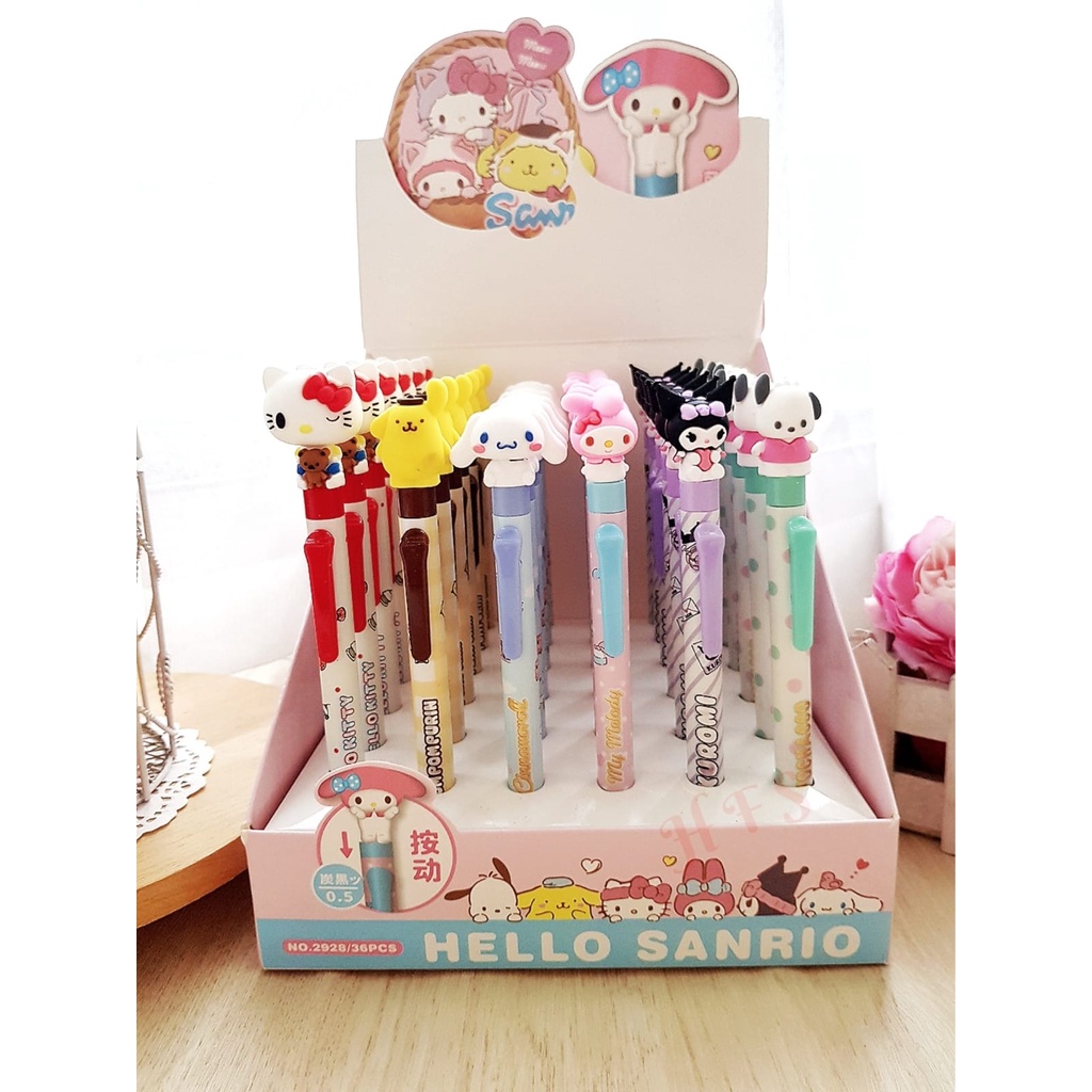 

bolpen hello sanrio tinta hitam , pembelian 1 box utuh bisa chat mimin untuk penyesuaian harga