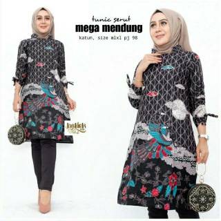  Baju  Tunik  Batik  Wanita Busui Resleting Depan Murah 