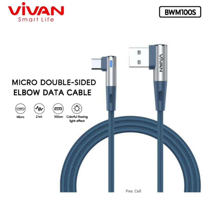 KABEL DATA GAMING VIVAN BWM100S For MICRO USB 2.4A Fast Charging ORIGINAL for android murah harga gr