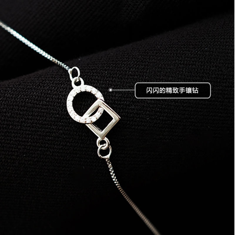 Sterling silver interlocking geometris kalung Tahun Baru Wanita ins gaya dingin kalung wanita sederh