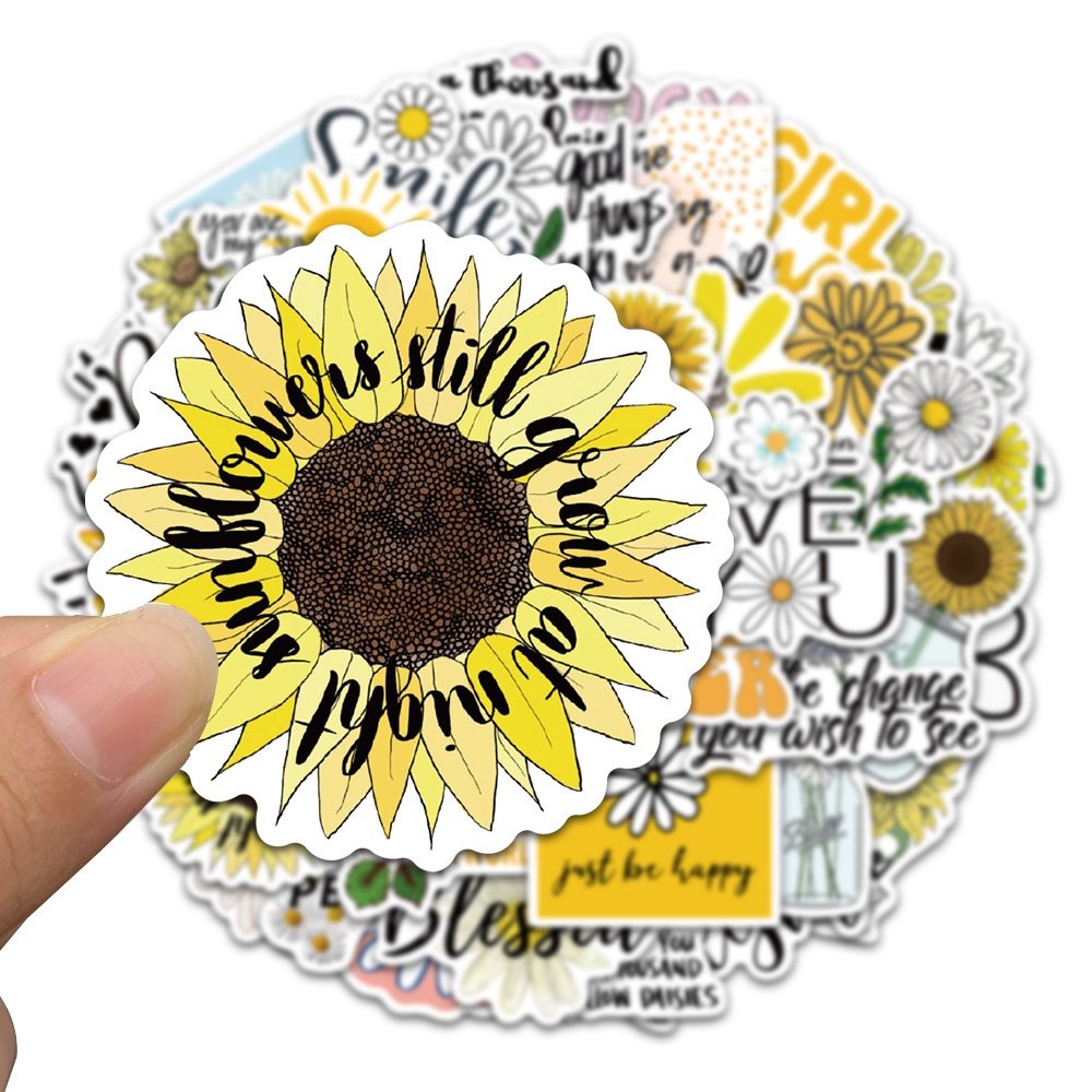 50pcs inspirational little daisy slogans graffiti stickers suitcase laptop skateboard guitar decoration stickers