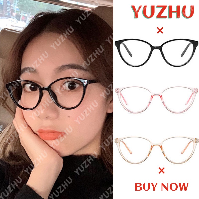 (YUZHU) Kacamata Gaya Busana Korea Untuk Wanita Retro Cat Eye Frame Kacamata Untuk Wanita/Pria