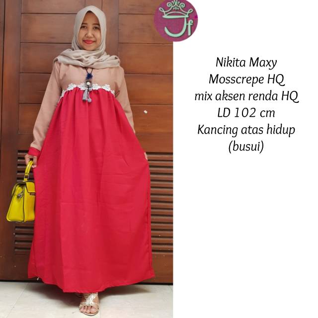 Gamis moskrep renda melati (LD 102cm) //JF583