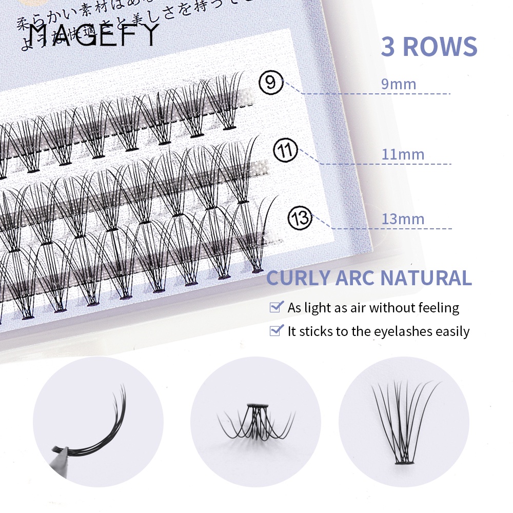 MAGEFY Ekstensi Bulu Mata 9-13 MM C Level Curl Volume Campuran Sintetis Panjang Bulu Mata Palsu Set 7240