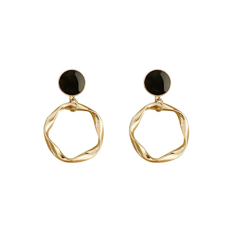 Korea Sweet Circle Drop Earrings for Women Metal Fashion Statement Dangle Earring Jewelry