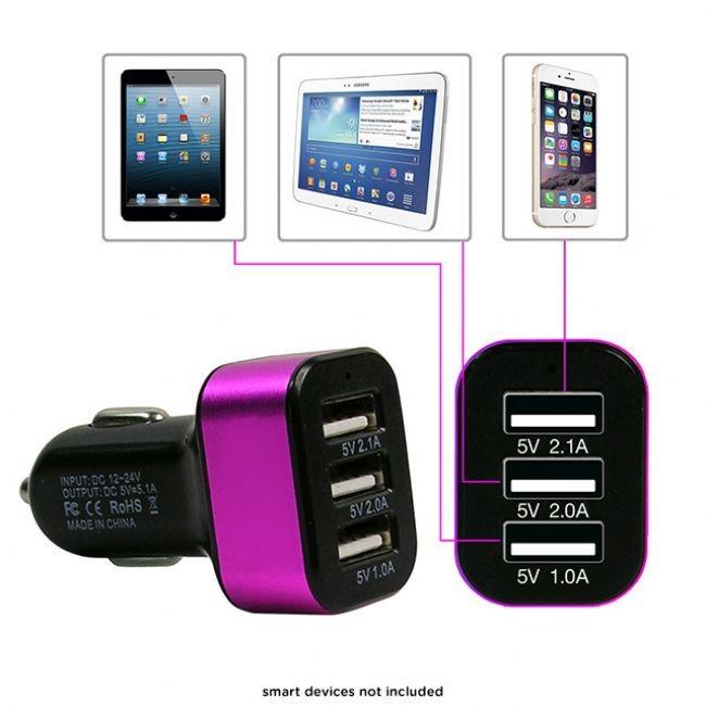 TBI 3 PORT USB CAR CHARGER - CASAN 3 IN 1