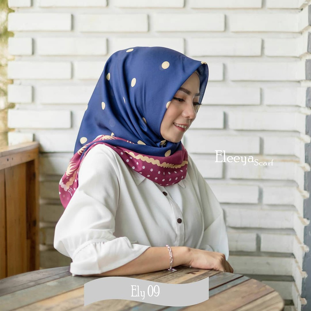 HIJAB SEGIEMPAT MOTIF ELY 09 || Eleeya Scarf