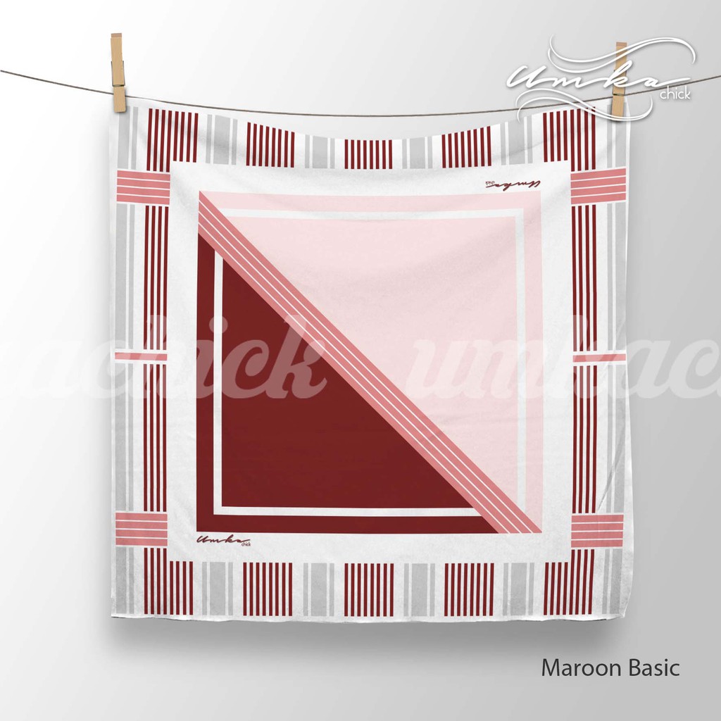 Maroon Basic Kerudung Segi empat / Scarf Printed / Jilbab Segi Empat  Motif / hijab