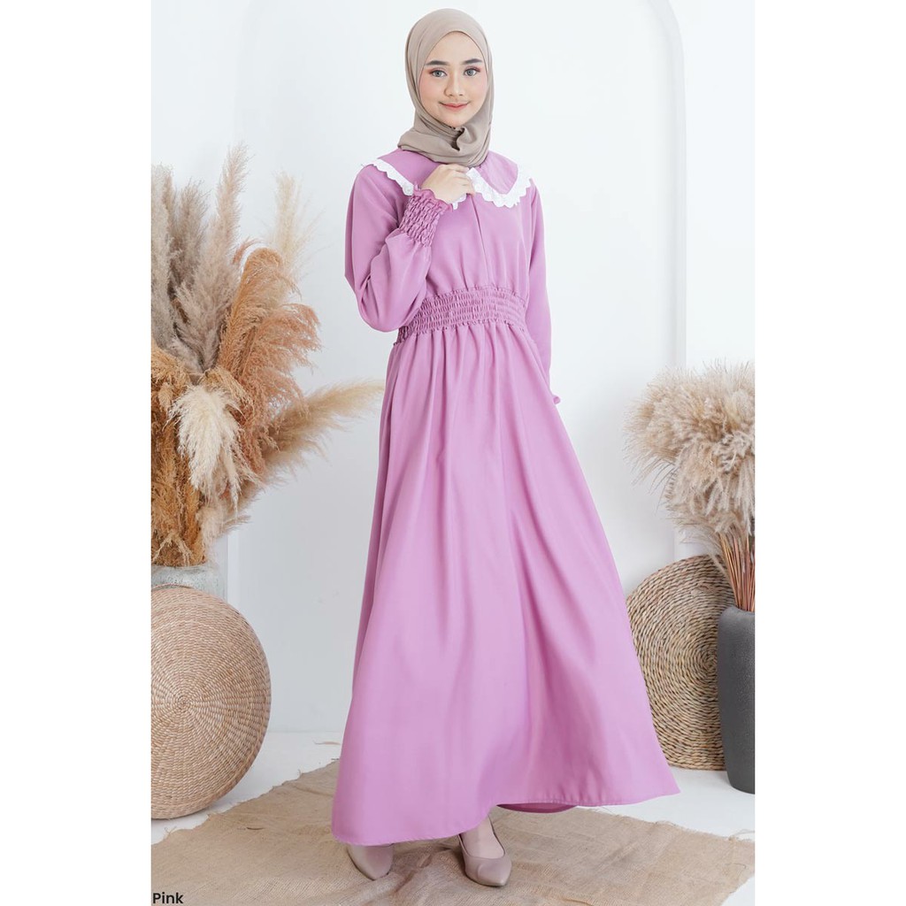 Dress Maxi Kerah Renda Dres Wanita