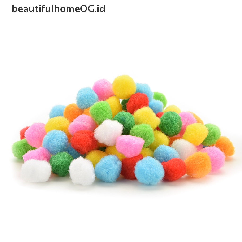 100 Pcs Pom Poms Ukuran 10mm 20mm 30mm 40mm Warna Campur Untuk Kerajinan Anak