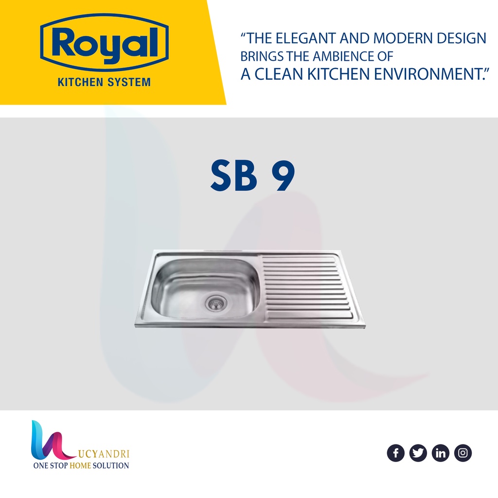 KITCHEN SINK BAK CUCI PIRING STAINLESS ROYAL ROYAL SB9