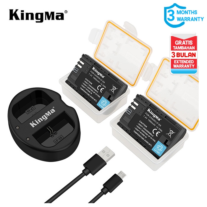 BATTERY KINGMA CANON LP-E6 2 PACK WITH DUAL CHARGER NON LCD