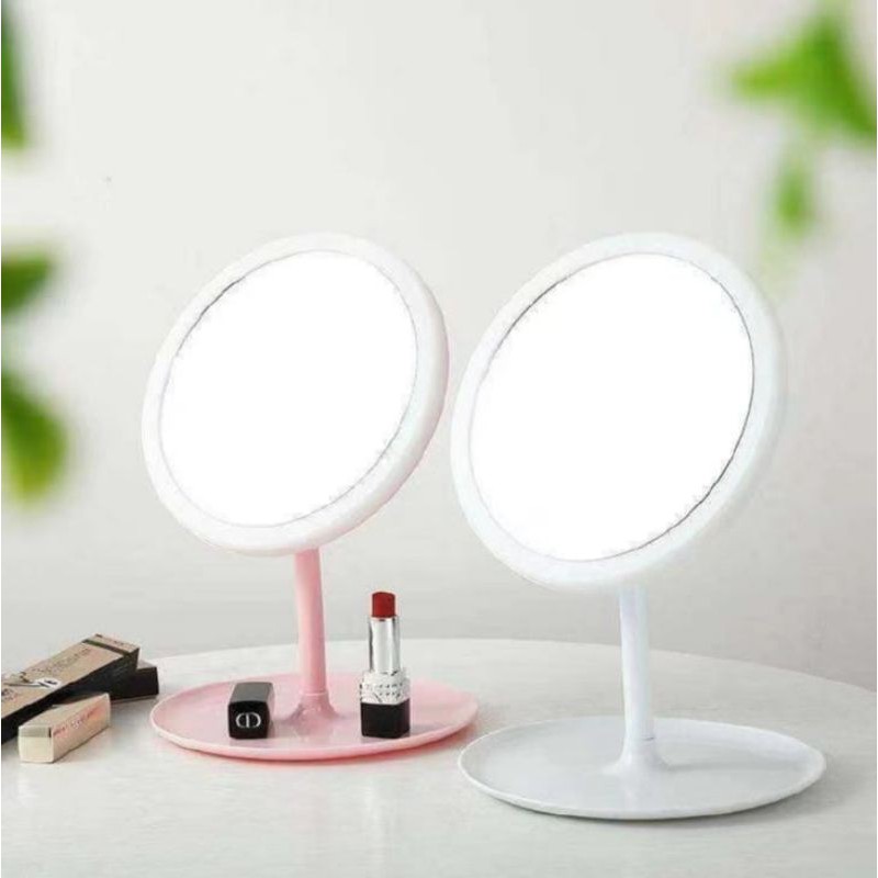 LED Cermin Make Up Bulat Dan Kotak Dengan Lampu LED / Make Up LED Standing Mirror