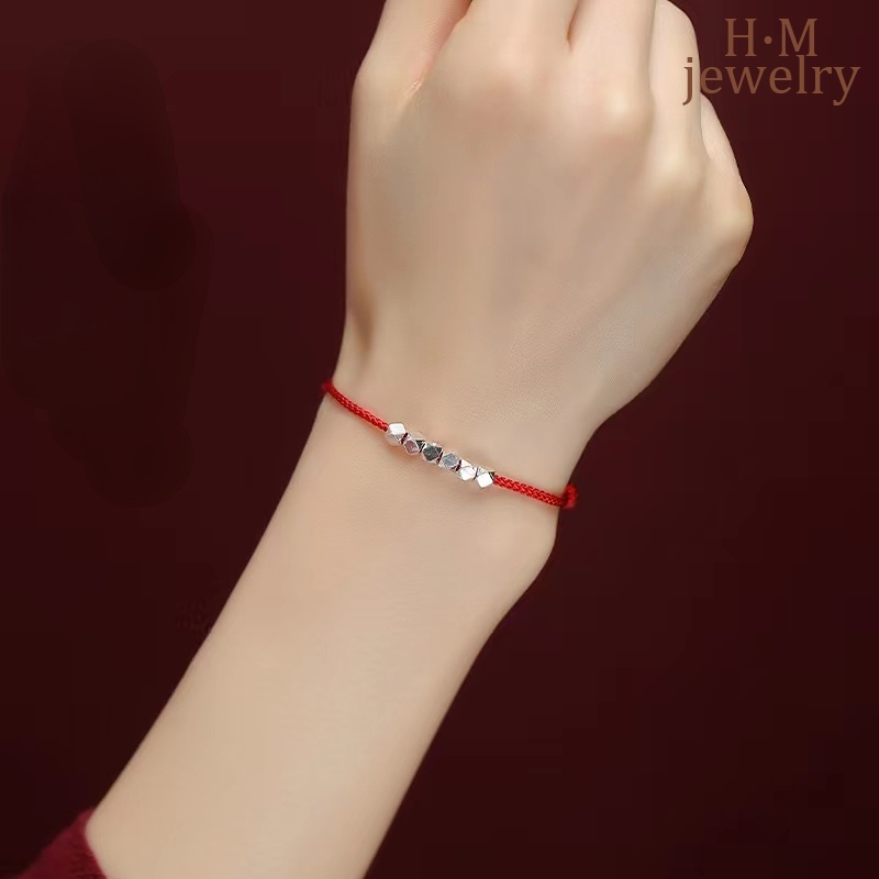 Gelang Tali Warna Merah Bahan S925 Silver Untuk Pasangan