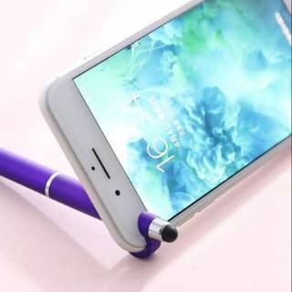 Bolpen Pena Pulpen Putar Stand Holder Hp + Touch Screen Smartphone Stylus 3 in 1