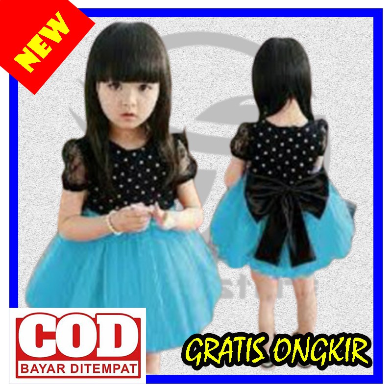 RIKADOTKIDS SOFT BLUE (2-4 Thn) pakaian baju dress drees gaun pesta anak perempuan cewek cewe