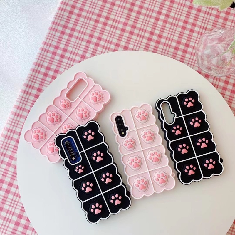 Samsung S9 S9+ S10 S10+ S20 S20 plus S21 S21+ Note 9 10 10+ 20 Ultra Cat Paw Pop It Up Silicone Case A12 A11 M11 A51 A71 A02s