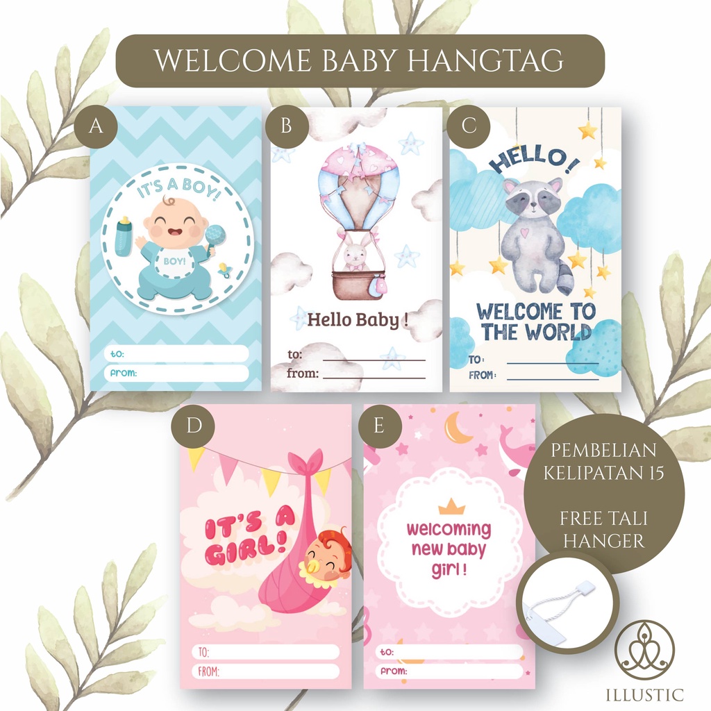 Hang Tag New Born Baby/Hang Tag Hampers Baby/Kartu Ucapan Bayi/Greeting Card New Born Baby untuk bis
