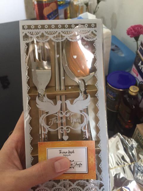 Souvenir Sendok Garpu Sumpit Stainless Kemas Mika