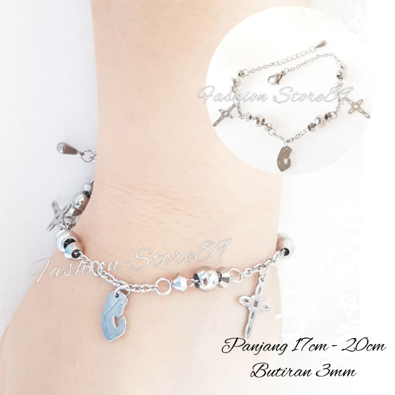 Gelang Rosario Bunda Maria Titanium Fashion Wanita Gelang Jurai  Premium Antikarat