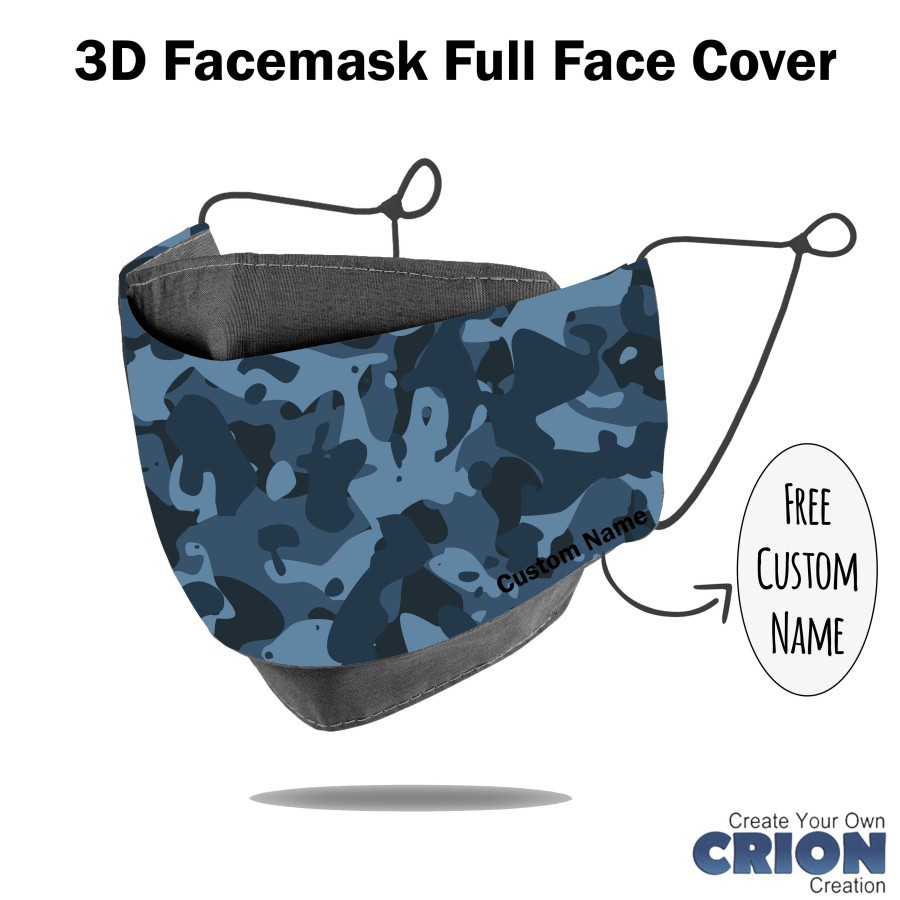 Crion - Masker 3d Full Face Cover camouflage army seri - antibacterial