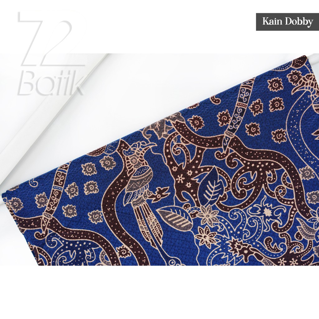 BAHAN BATIK PREMIUM Dobby Motif Burung Asmat Warna Biru Blue Dolbi Dobi Doby Viscos 721048 Cap 72 Jarik Jarit Samping Kebat Panjang Batik Dobby Modern Premium Bahan Seragam Batik Pernikahan Kantor Keluarga Murah Kamen Jadi Batik Bali Lembaran