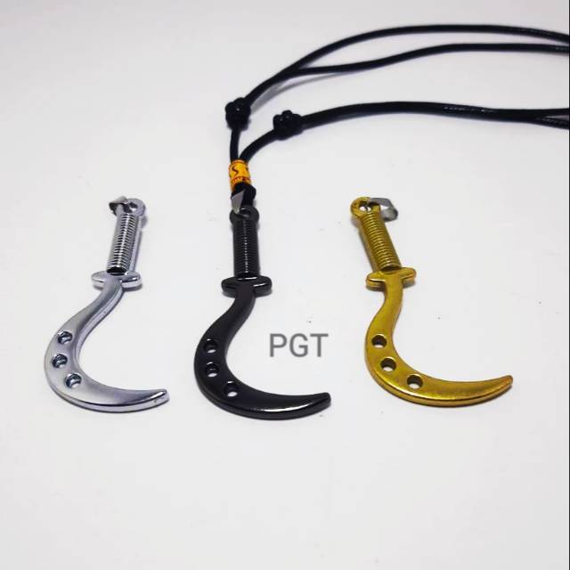 Kalung. Kalung Tali Hitam Bandul Celurit Import Kalung Pria Wanita Kalung Tali Murah Kalung Keren