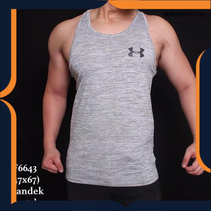 singlet gym SIRO  /pria baju grey abu hoodie lengan pendek running gym