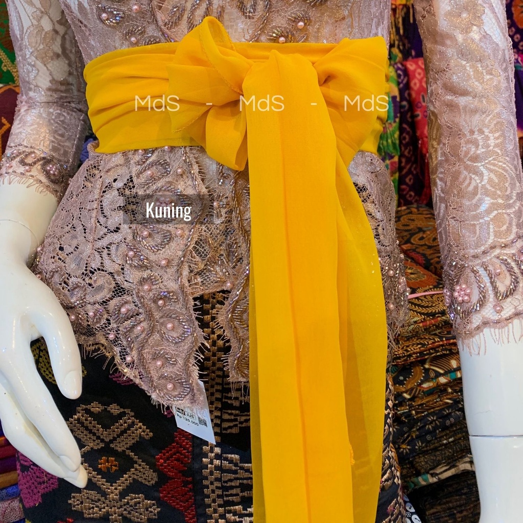Selendang Crep Bali Panjang 2,5 Meter-Kuning