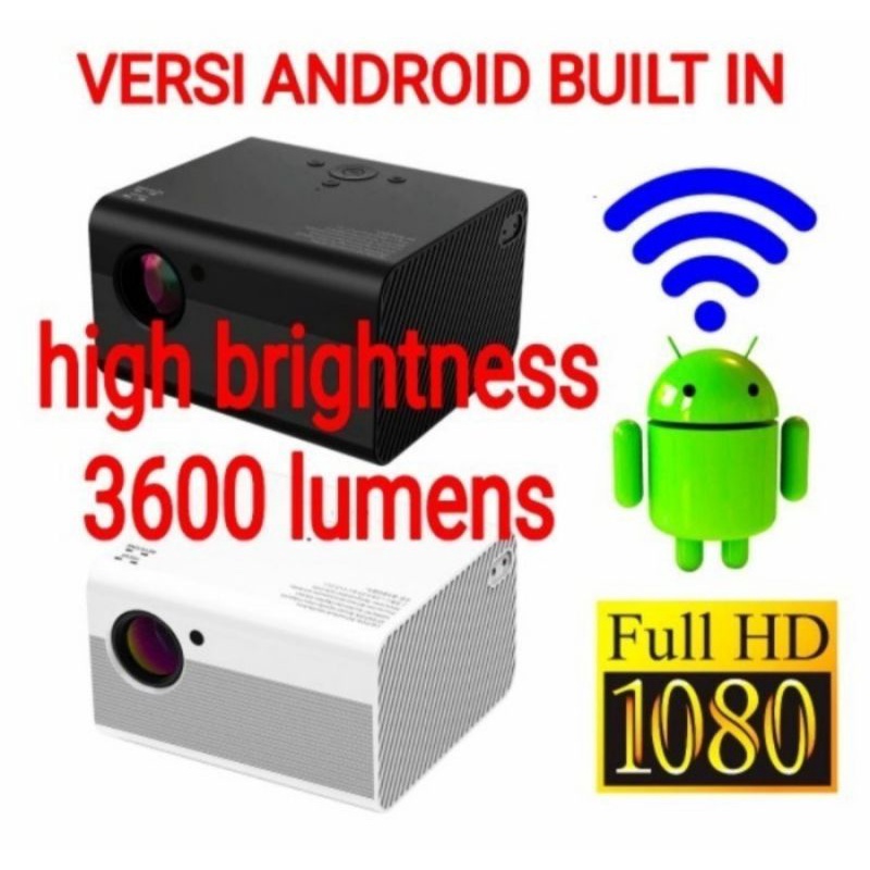 Proyektor UNIC T10 Android 3600 Lumens T10W 1080P Projector LED WIFI