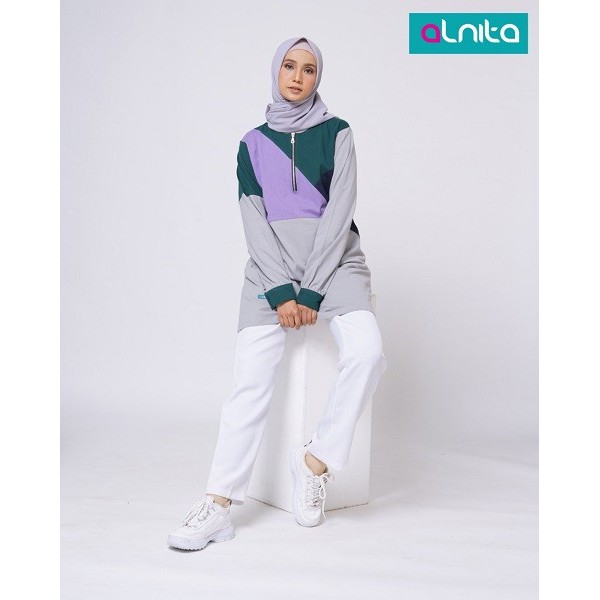 ALNITA ATASAN AA 54 BAHAN COMBED BAJU ATASAN WANITA MUSLIMAH POLOS KOMBINASI WARNA MOZAIK