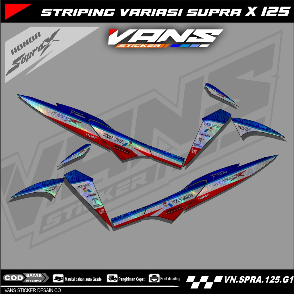 Striping honda supra x 125 tahun 2008_lis sticker variasi motor supra x 125 desain mandalika racing